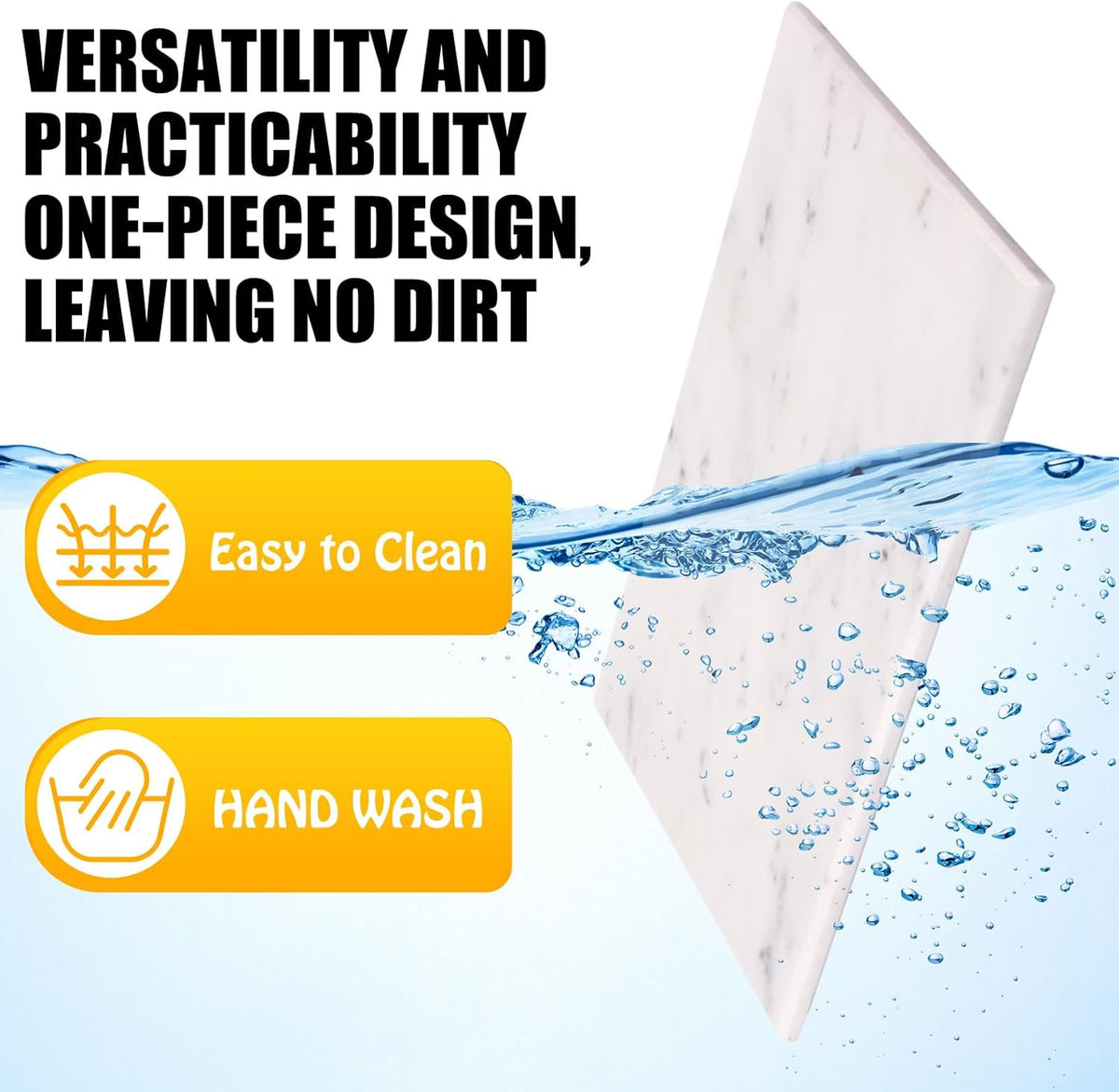 Hushee White Marble Board for Kitchen Marble Serving Tray 3 pcs Different Sizes 9 x 6'' 12 x 8'' 16 x 10'' and Non Slip Feet Pastry Cheese Tray Cutting Board for Pizza Bread Cake Baking Display