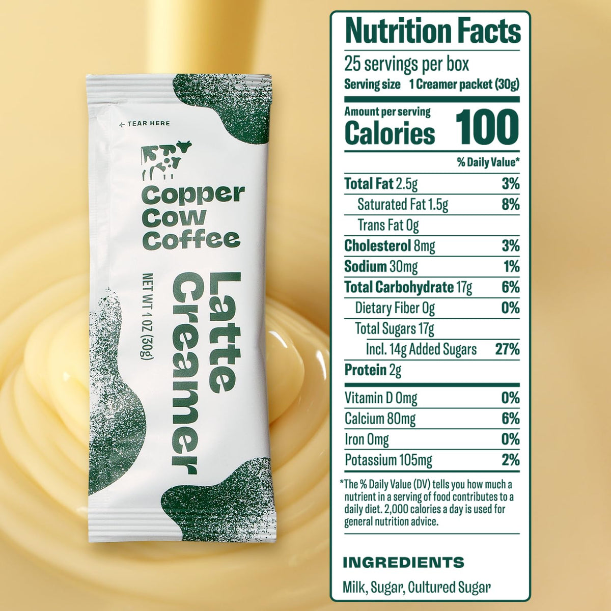 Copper Cow Coffee Sweetened Condensed Milk Coffee Creamer Singles (25 pack) | Vietnamese Inspired Coffee Creamer, All Natural Creamer Packets for Pour Overs & Lattes | No Refrigeration Needed