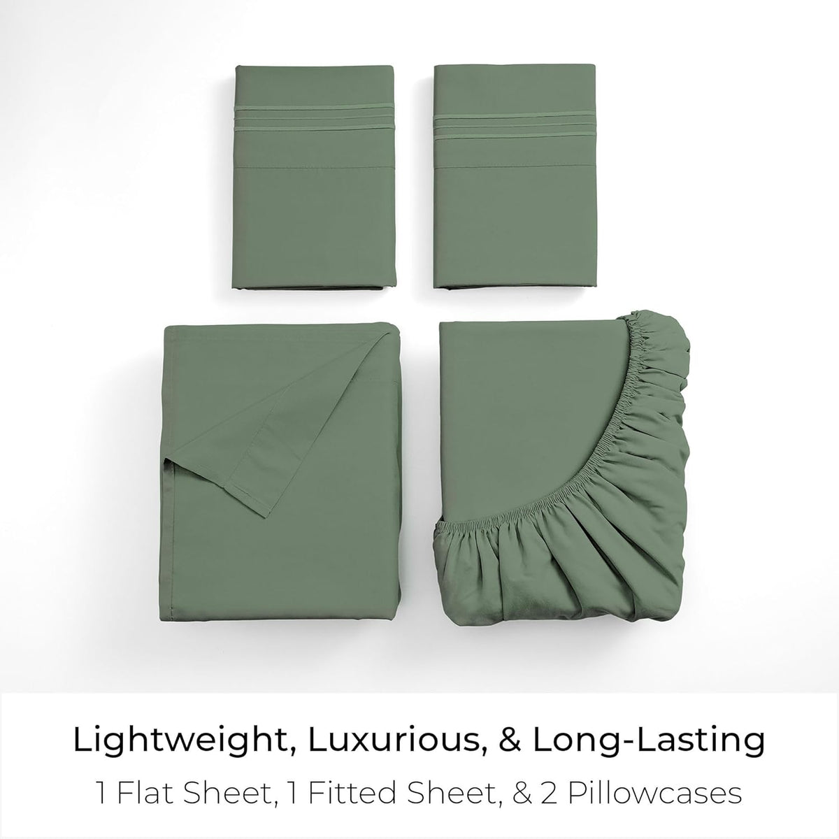 Mellanni California King Sheets Set - 4 PC Iconic Collection Bedding - Hotel Luxury, Extra Soft, Cooling Bed Sheets - Wrinkle, Fade, Stain Resistant (Cal King, Sage)