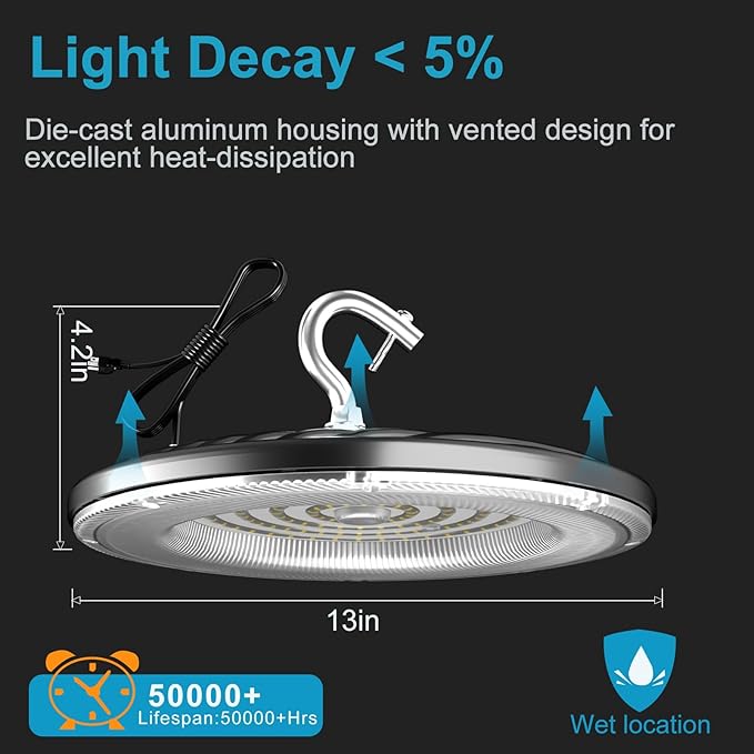 Lightdot 240W LED High Bay Light 36000lm (Eqv.1000W MH/HPS) UFO High Bay Shop Light AC100-277V ETL Listed High Bay Lighting for Warehouse/Barn - 10 Pack