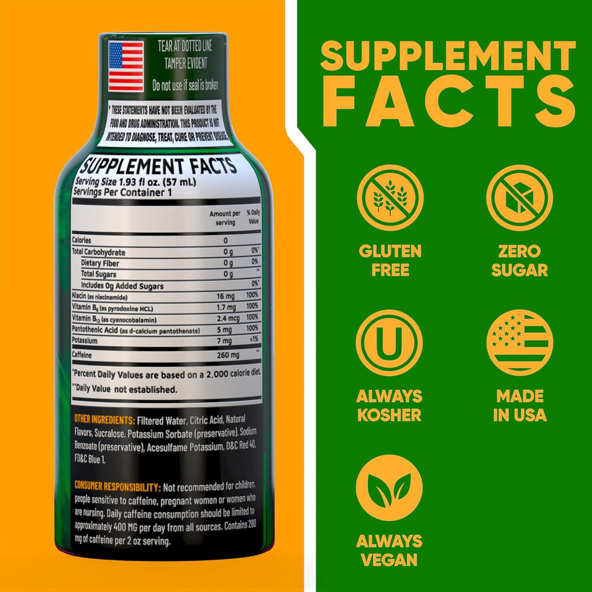 B12 Overload Extra Strength Energy Shot – Grape – 260mg Caffeine, 14000% B12, Electrolytes – Energy & Vitality Support – Zero Sugar No Calories – Vegan, Kosher, Gluten-Free – 1.93 fl oz, 24-Pack