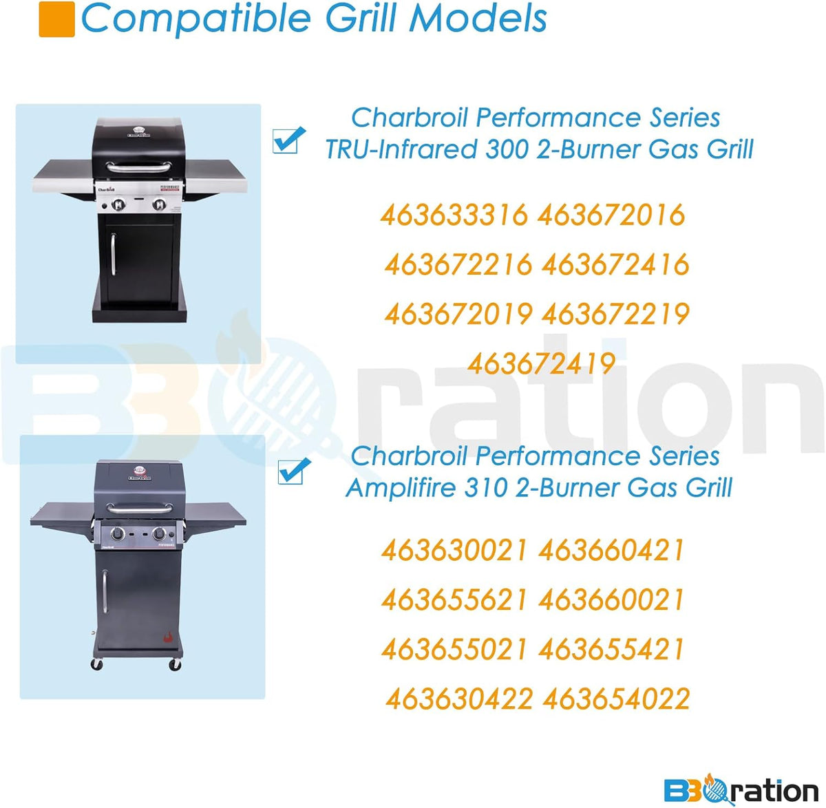 17" Grill Grate for Charbroil Performance TRU-Infrared/Amplifire 2 Burner 463633316 463655621 463655021 463672016 463672216 G460-0500-W1 G327-1100-W1 for Charbroil Grill Replacement Parts