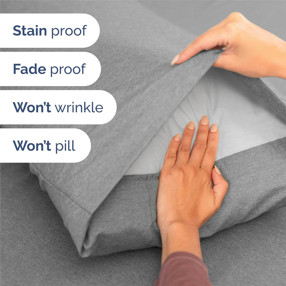 King Size 4 Piece Sheet Set - Comfy Breathable & Cooling Bed Sheets Set - Hotel Luxury Bedding for Women, Men, Kids, Teens, Boys & Girls - Deep Pockets, Soft & Wrinkle Free - Grey (Heathered Sheets)