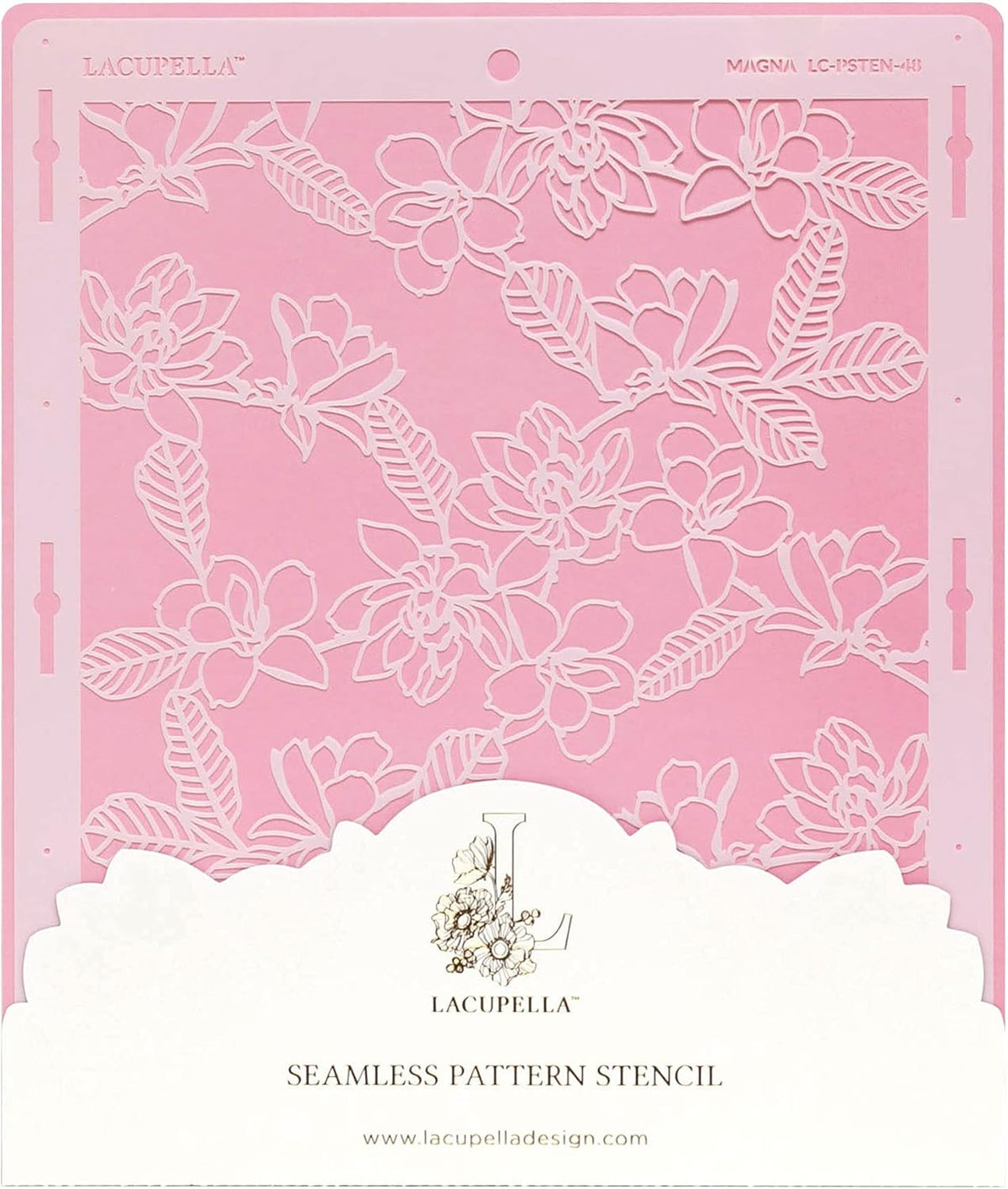 Floral Cake Stencil - Seamless Delicate Pattern for Decorating Tall Double Barrel Cake to Use with Buttercream, Royal Icing, Ganache, Paint, Airbrush (Magna)
