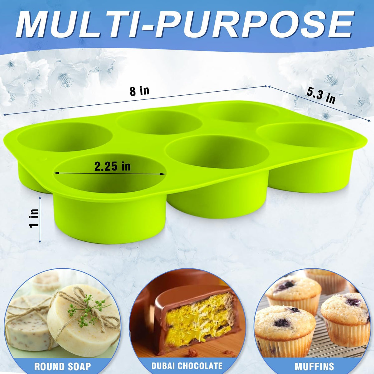 Walfos Oreo Molds Silicone, Non-Stick Round Chocolate Covered Oreos Mold for Candy, Cookies, Pudding, Soap, Jello, Set of 4 (Blue/Green)