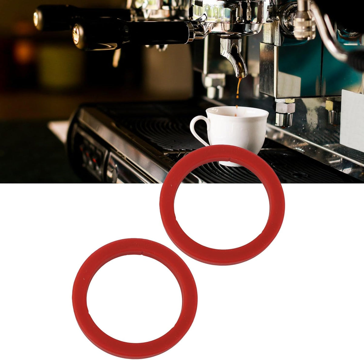 2PCS E61 Silicone Group Gasket, 8mm Group Kit Red Silicone Compatible withCoffee Machines Grouphead, Silicone Steam Grouphead Gasket Replacement