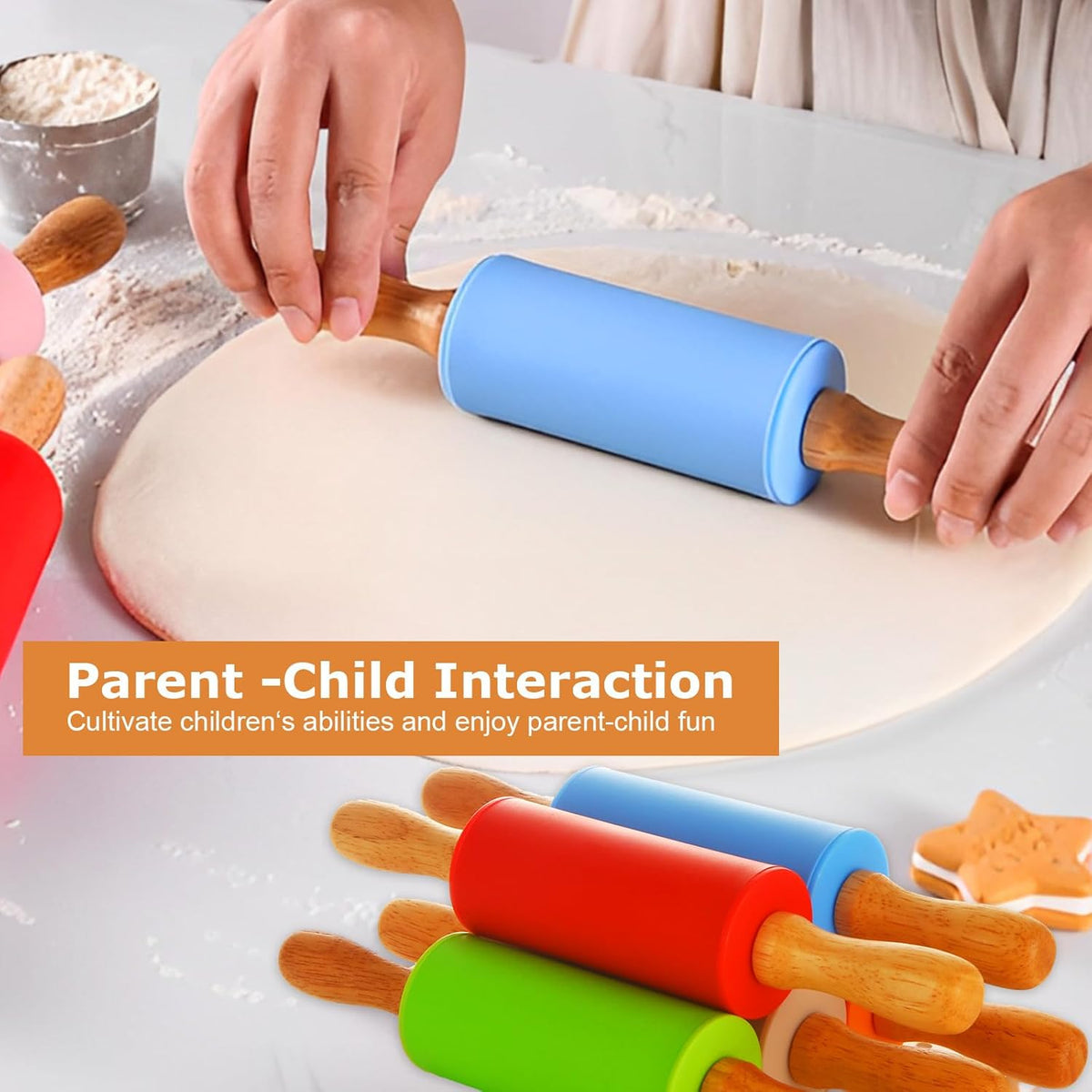 15 Pcs Small Rolling Pin, 9 Inch Wooden Rolling Pin, Small Dough Roller, Dough Rolling Pins for Home Kitchen Fondant Pastry Pizza Baking and Crafting