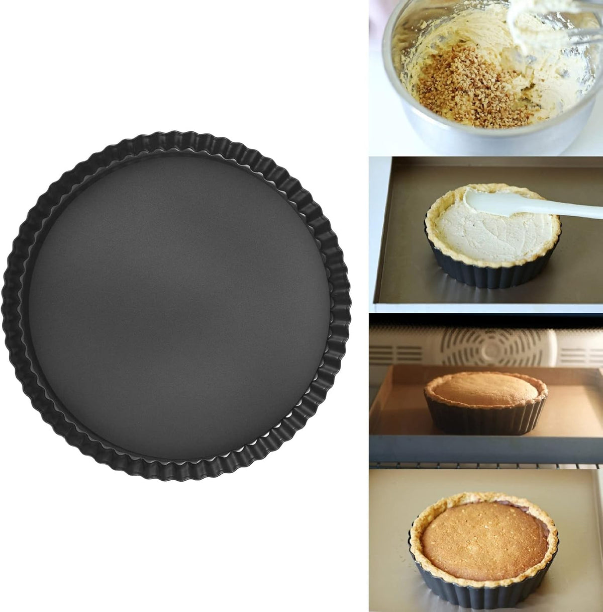 Yosoo Round Nonstick Quiche Pan, Tart Pan Quiche Pan Thickening Nonstick Deep Baking Dish Pie Plate with Removable Bottom(13inch)