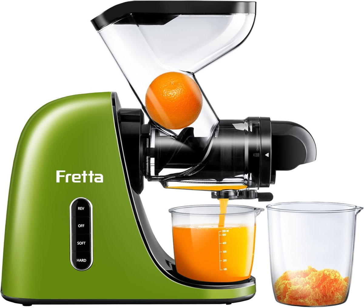 Cold Press Juicer, Masticating Slow Juicer,Juicer Machines Vegetable and Fruit, 3-Inch Wide Feeding Chute, BPA Free Easy to Clean,Quiet and Strong DC Power, 200W(Dark Green)