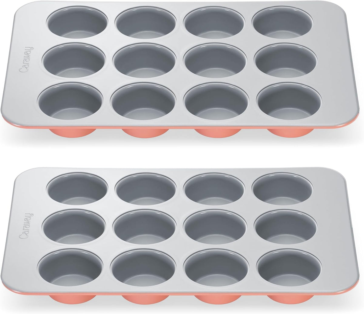 Caraway Non-Stick Ceramic 12-Cup Muffin Pan Duo - Naturally Slick Ceramic Coating - Non-Toxic, PTFE & PFOA Free - Perfect for Cupcakes, Muffins, and More - Perracotta