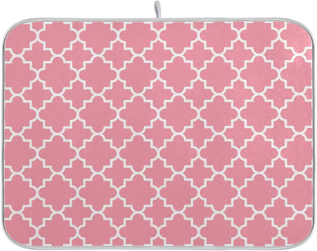 senya Super Absorbent Dish Drying Mat, Microfiber Fast-Drying Dish Mat, 24' x 18', Kitchen Dish Drying Pad, Pink Moroccan, 18x24in, (g295080414p523c558s1114)