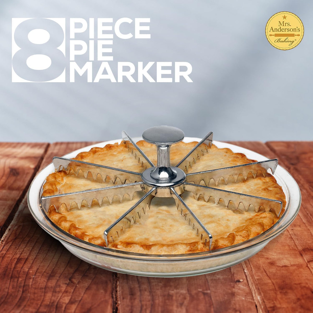 Mrs. Anderson’s Baking Pie Marker, Guideline, and Portion Divider, 8 Slice,Silver