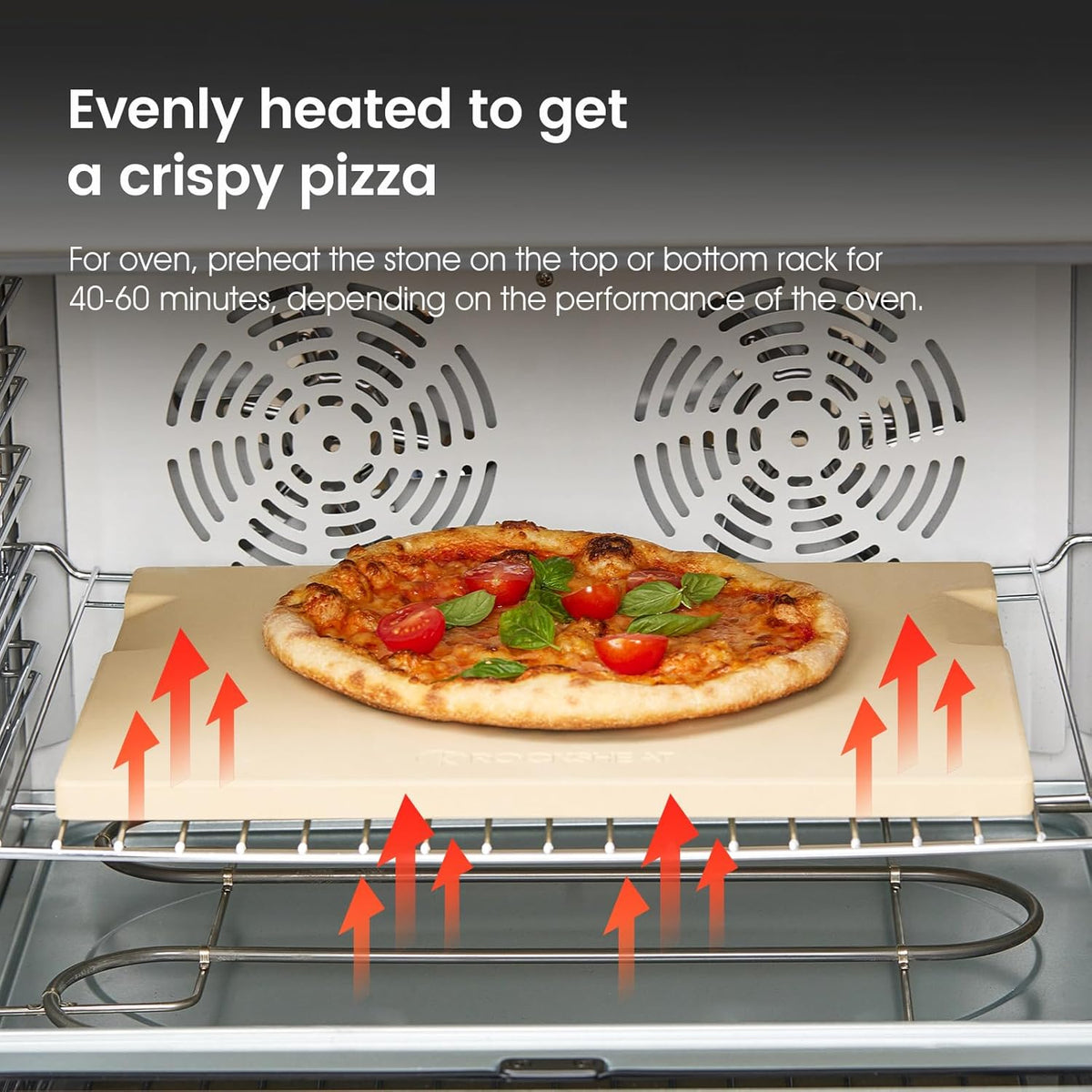 Large Pizza Stone, 16"x14" Rectangular Pizza Stone for Oven Grill BBQ, Baking Stone for Pizza Bread, Unique Built-in 4 Handles Cooking Stone