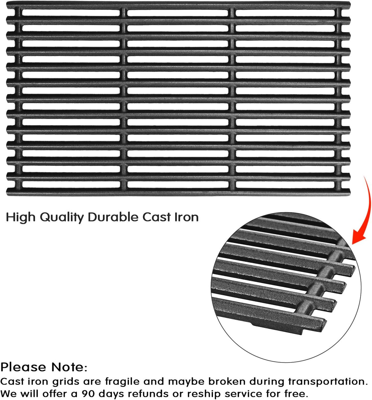 Uniflasy 17 x 9 1/2 inch Grill Grates for Charbroil Tru Infrared 4 Burner 463255020 463242716 463242715 463276016 466242715 Replacement Parts for Charbroil Grill Grates for Nexgrill 720-0882A