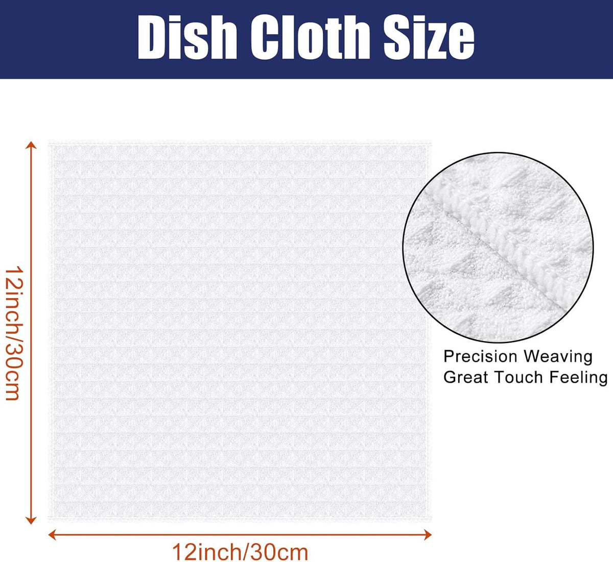 Homaxy Microfiber Waffle Weave Kitchen Dish Cloths, 12 x 12 Inch Ultra Absorbent and Solid Color Dish Towels for Kitchen Fast Drying Dishcloth for Washing Dishes, 6 Pack, White