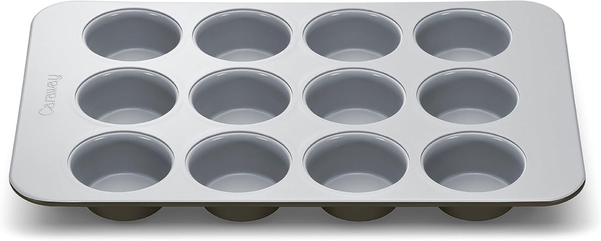 Caraway Non-Stick Ceramic 12-Cup Muffin Pan - Naturally Slick Ceramic Coating - Non-Toxic, PTFE & PFOA Free - Perfect for Cupcakes, Muffins, and More - Black