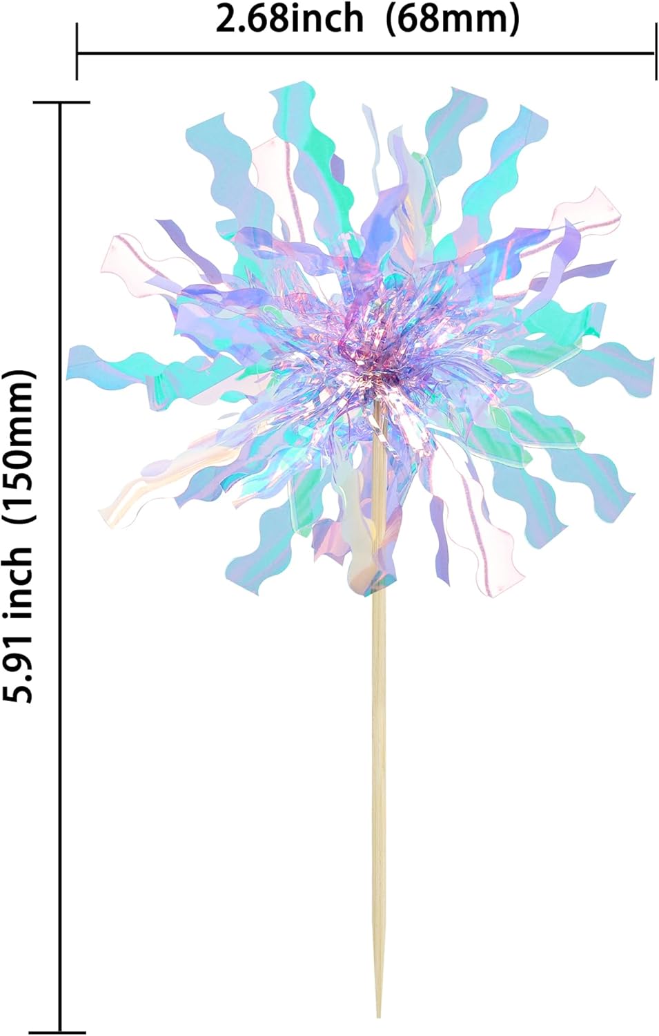 Gyufise 20Pcs Foil Firework Cupcake Toppers Happy Birthday Cake Toppers Sparkle Tinsel Flower Drink Stirrers Cocktail Food Fruit Toothpicks for Valentine's Day Party Supplies Light Blue