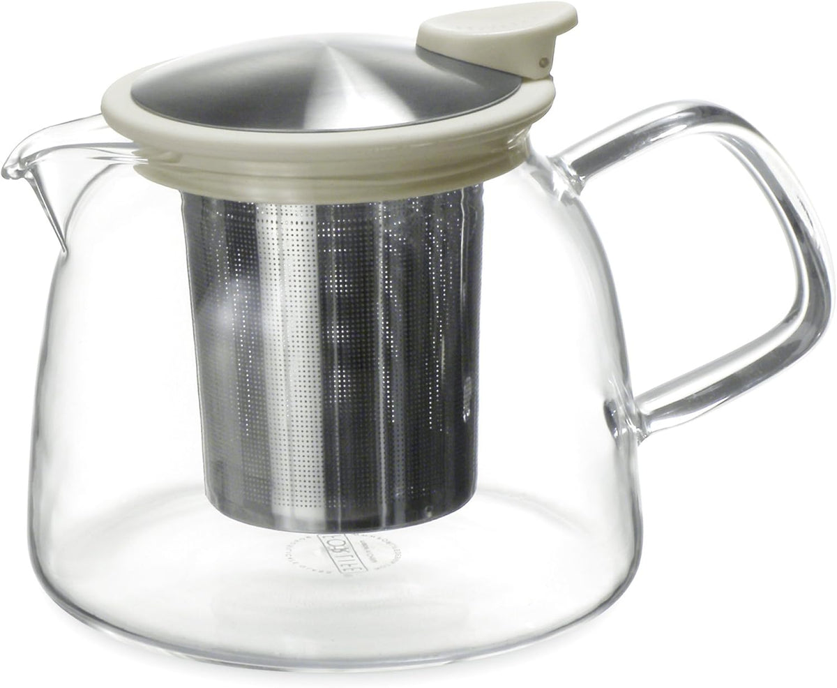 Forlife Bell Glass Teapot with Basket Infuser, 24-Ounce/730ml, White