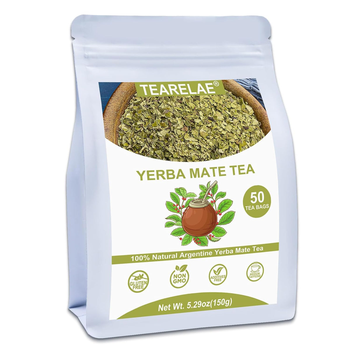 TEARELAE - Yerba Mate Tea - 3g x 50 Count - 100% Pure Unsmoked Yerba Mate Tea Bag - Country of Origin Argentina - Rich In Nutrients & Boost Energy