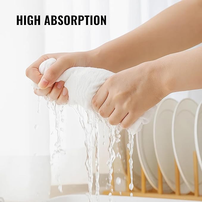 Thick Cotton Napkins – Flour Sack Napkin for Kitchen, Set of 6 (18"x18"), 100% Cotton, Highly Absorbent Hand Towels, Reusable Baking Cloths for Bread Proofing, Pastry & Tea Towels – White