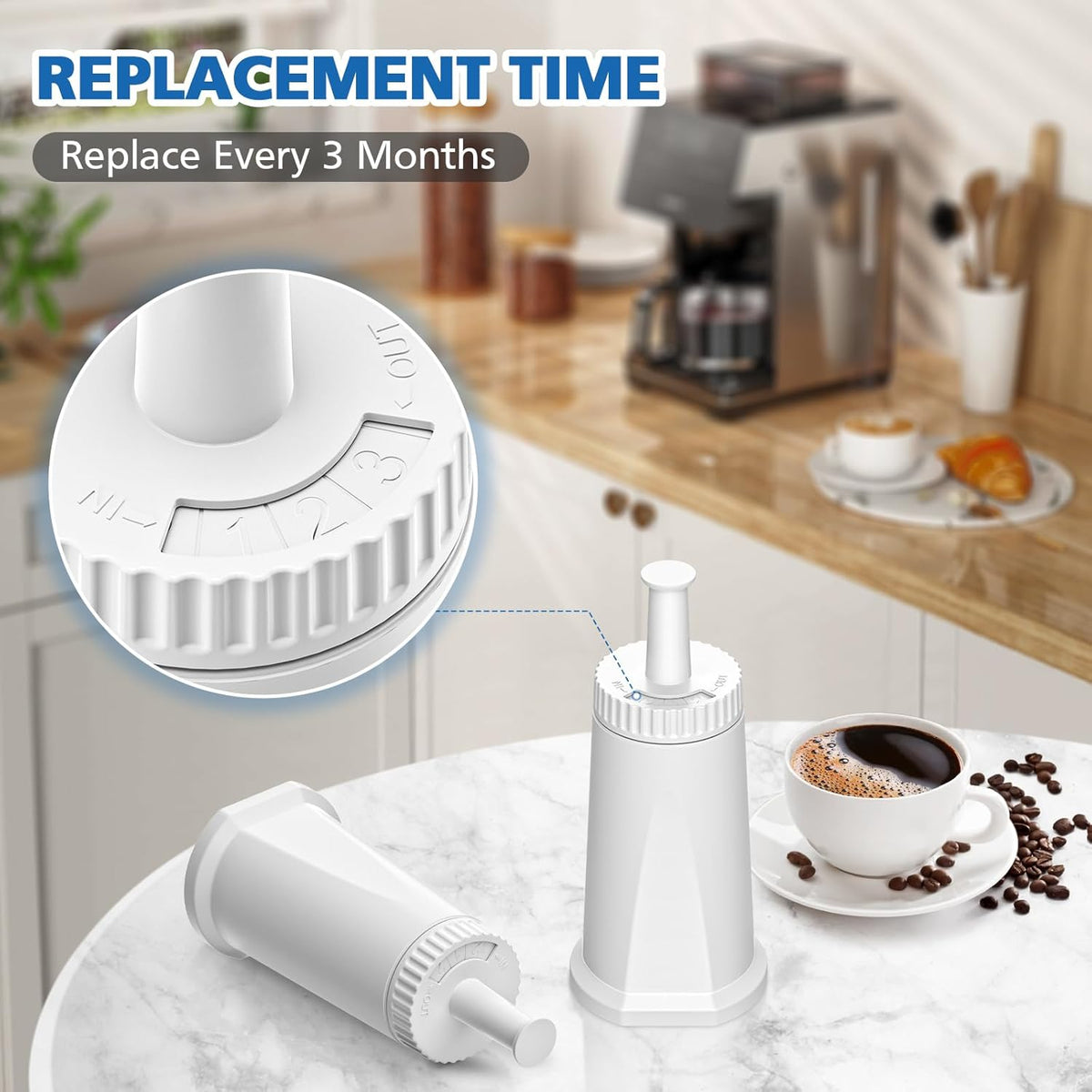 Replacement Water Filter for Breville Barista Touch Espresso Machine BES880 BES881, Barista Pro BES878, Oracle Touch BES990, Oracle BES980, Dual Boiler BES920 Bambino ClaroSwiss Sage, BES008WHT0NUC1