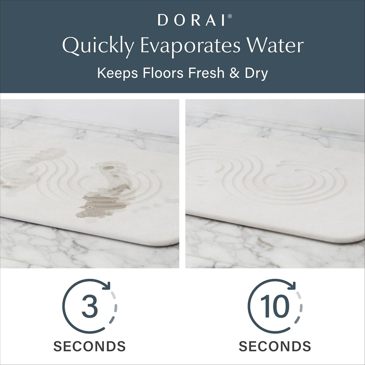Dorai Home Bath Stone Mat 23.6"x15.4" – Quick-Dry, Non-Slip Diatomite Stone Bath Mat for Bathroom, Zen Sandstone