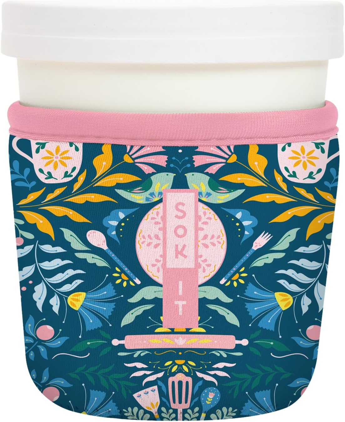 Sok It IceCreamSok Insulated Neoprene Cover (Wild-Flour, Tapered Ice Cream Pints)