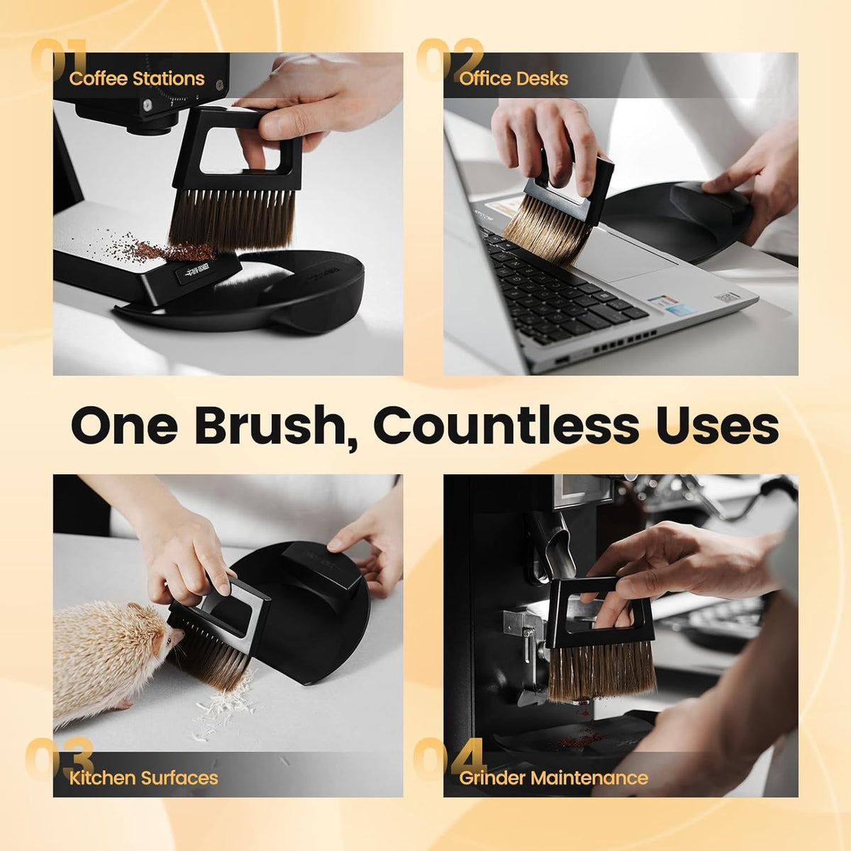 MHW-3BOMBER Small Coffee Brush, Hand Broom and Dustpan Set, Magnetic Small Brush and Dustpan Set Soft Bristles, Dust Pan Brush for Home Kitchen Coffee Counter Office, B5188B