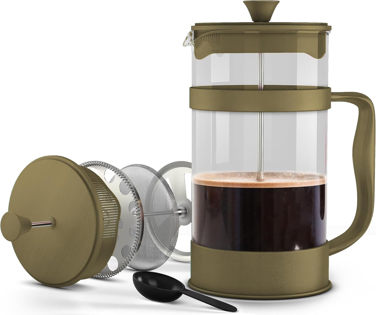 Utopia Kitchen 12 Ounce 0.35 Liter French Press Coffee Maker, Tea Maker, Travel Coffee Presses, Heat Resistant Thickened Borosilicate Coffee Pot for Camping Travel Gifts, Gold Pack of 1