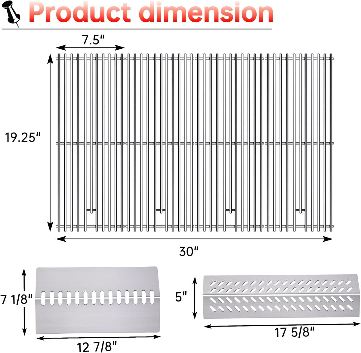 16GA Grill Heat Plates 9MM 16517 Grill Grates for 16631 16520 Bull Grill Replacement Parts, BBQ Bull Angus 4 Burner 47628 47629, Bull Outlaw 26038 26039, Steer Premium 69008, Lonestar 87049