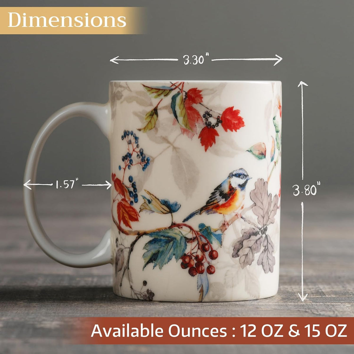 Maison d' Hermine Coffee Mug with Handles Fine Bone China Mugs Pack of Two Tea Cups for Hot Beverages Cappuccino Latte Home Restaurant Office Perfect for Gift (Equinoxe - Beige, 15 Ounce)