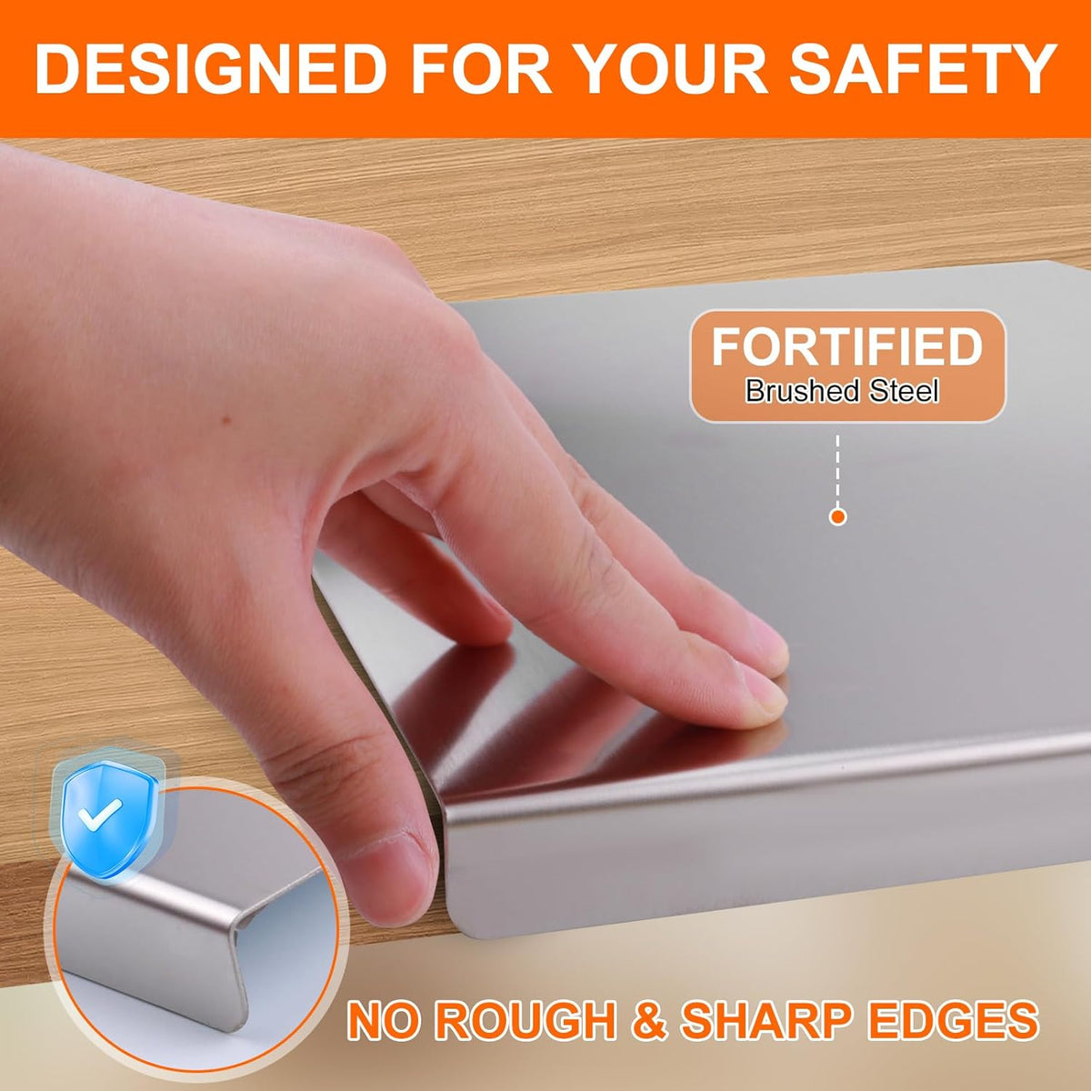304 Stainless Steel Cutting Board with 2 Pack Non-Slip Mats, Yoposeo Heavy Duty Baking Cutting Chopping Boards for Kitchen, Meat, Fruits, Vegetables, Bread and Baking (19.7" X 15.7"/ 50 X 40cm)