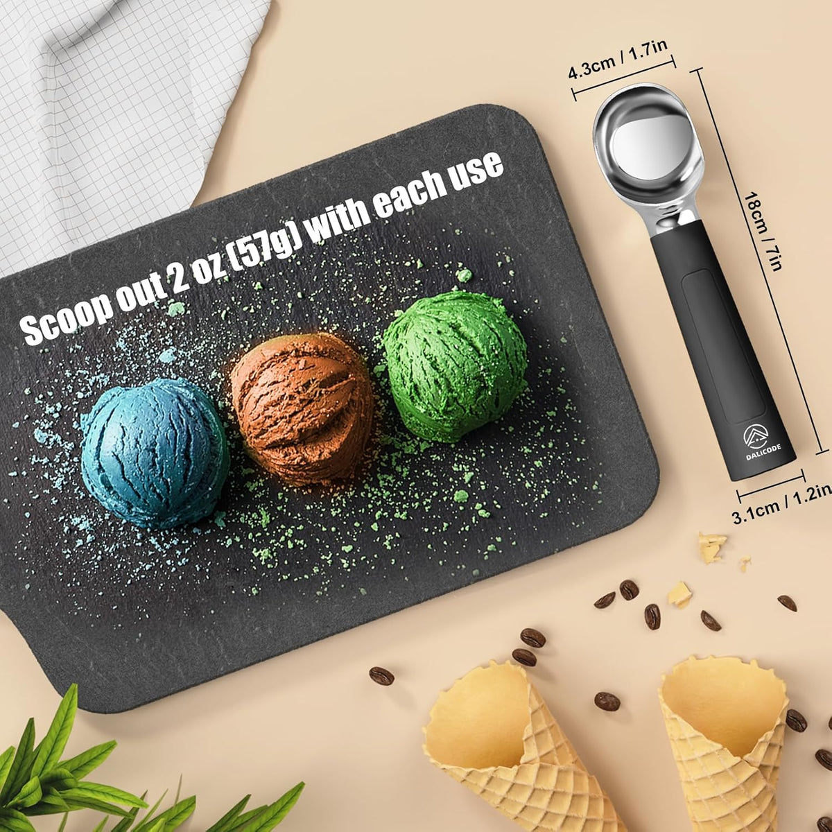 Heated Ice Cream Scoop – Electric Scooper for Hard Ice Cream and Desserts, Handheld Heating Up to 158°F, Rechargeable with LED Display, Easy to Clean, Ideal Summer Gift (Black)