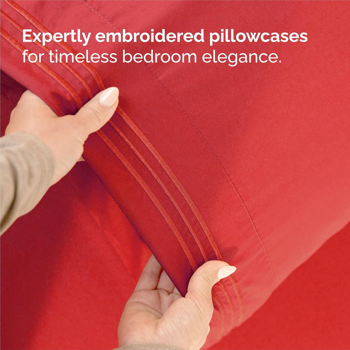 King Size 4 Piece Sheet Set - Comfy Breathable & Cooling Bed Sheets Set - Hotel Luxury Bedding for Women, Men, Kids, Teens, Boys and Girls - Deep Pockets, Ultra-Soft & Wrinkle Free - Oeko-Tex - Red