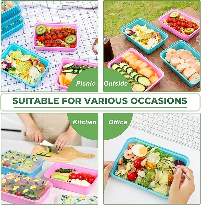 10 Pack 42 oz Meal Prep Containers, Reusable Plastic Food Prep Storage Containers with Printed Lids, Stackable, Leakproof, Microwave & Freezer & Dishwasher Safe,To Go Take Out Box, Lemon