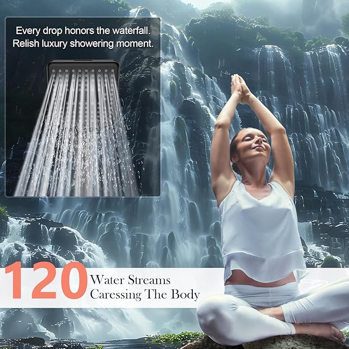 Filtered Shower Head with Handheld Matte Black - High Pressure 6 Modes, 120 Anti-clog Nozzles, Detachable Showerhead with Hard Water Filters, Extra Long 6ft Hose, Power Wash Mode for Bathroom