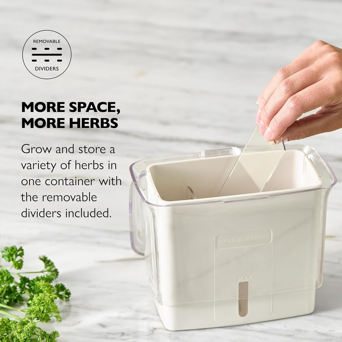 Cole & Mason Fresh Herb Keeper - Acrylic Storage Container for Refrigerator - Storage for Herbs & Vegetables for Fridge - Fresh Herb Keeper