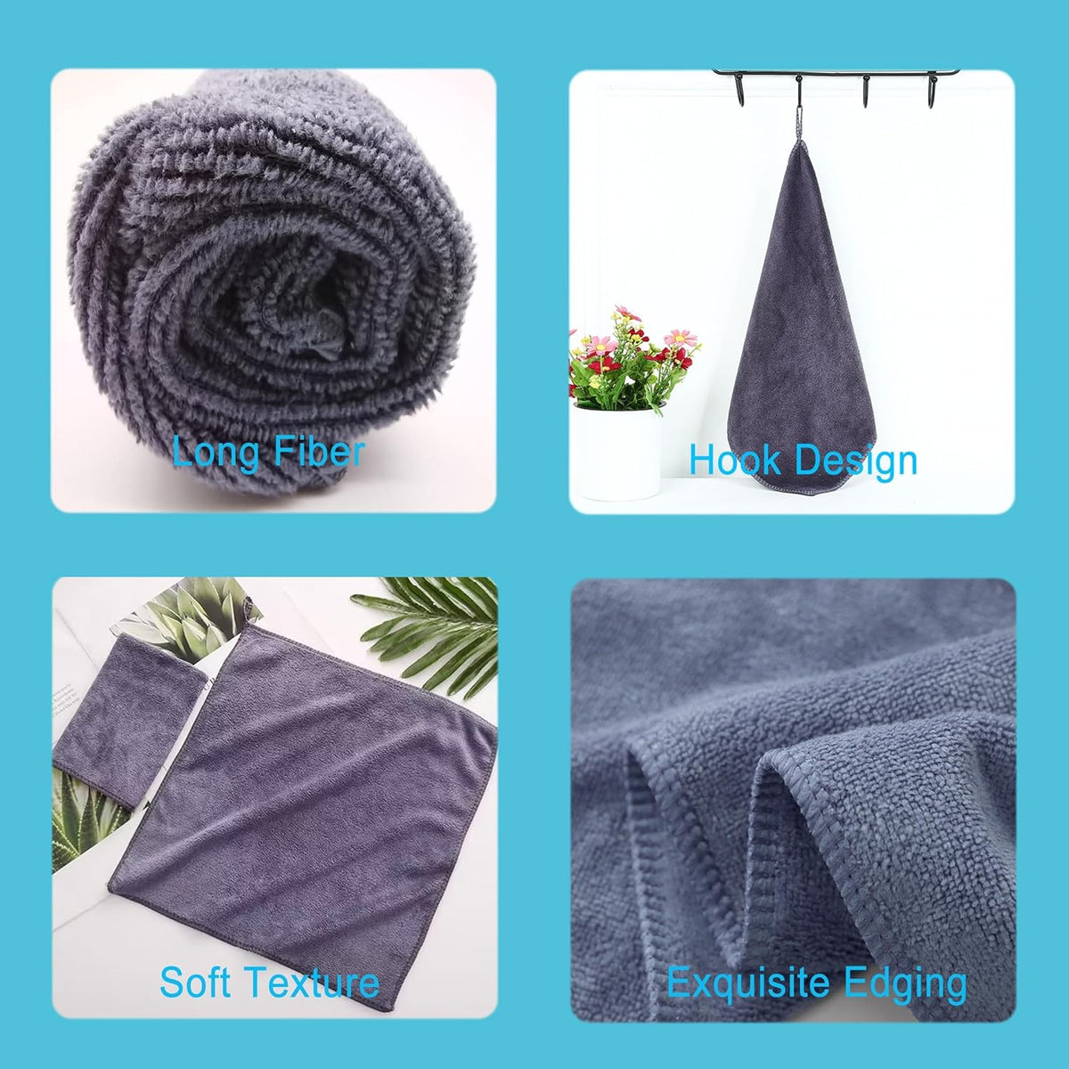 Microfiber Cleaning Cloth Ultra Absorbent & Soft Micro Fiber Cloth for Cleaning for House Kitchen Boat Microfiber Towels for Cars Window Cleaner (12"x12") Grey-6 Pack
