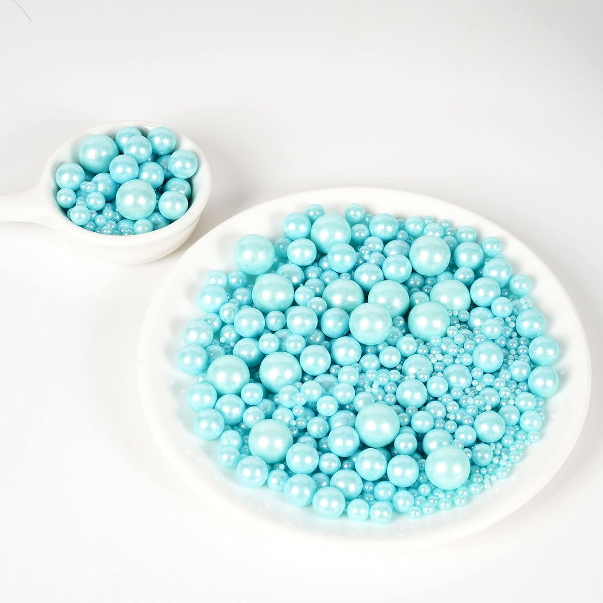 Kasvan Blue Pearl Sugar Sprinkles - Edible Candy Pearls 130g/4.58 Oz, Mix Size, Baking Cake Decorations, Ice Cream Toppings and Cookie Decorating, Wedding Party Chirstmas Supplies