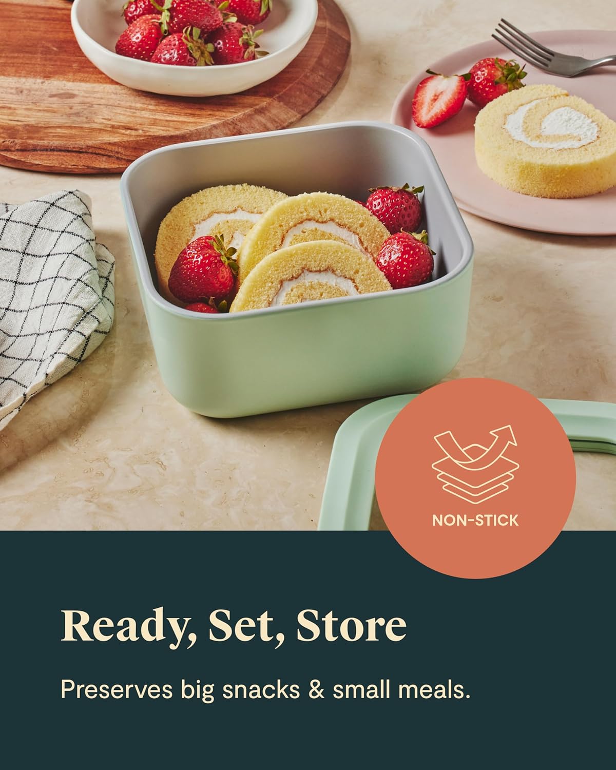 Caraway 6pc Glass Food Storage Set – 4.4 Cup Food Containers (6) - Ceramic Coated - Non Toxic, Non Stick with Lids - Microwave Safe - Navy