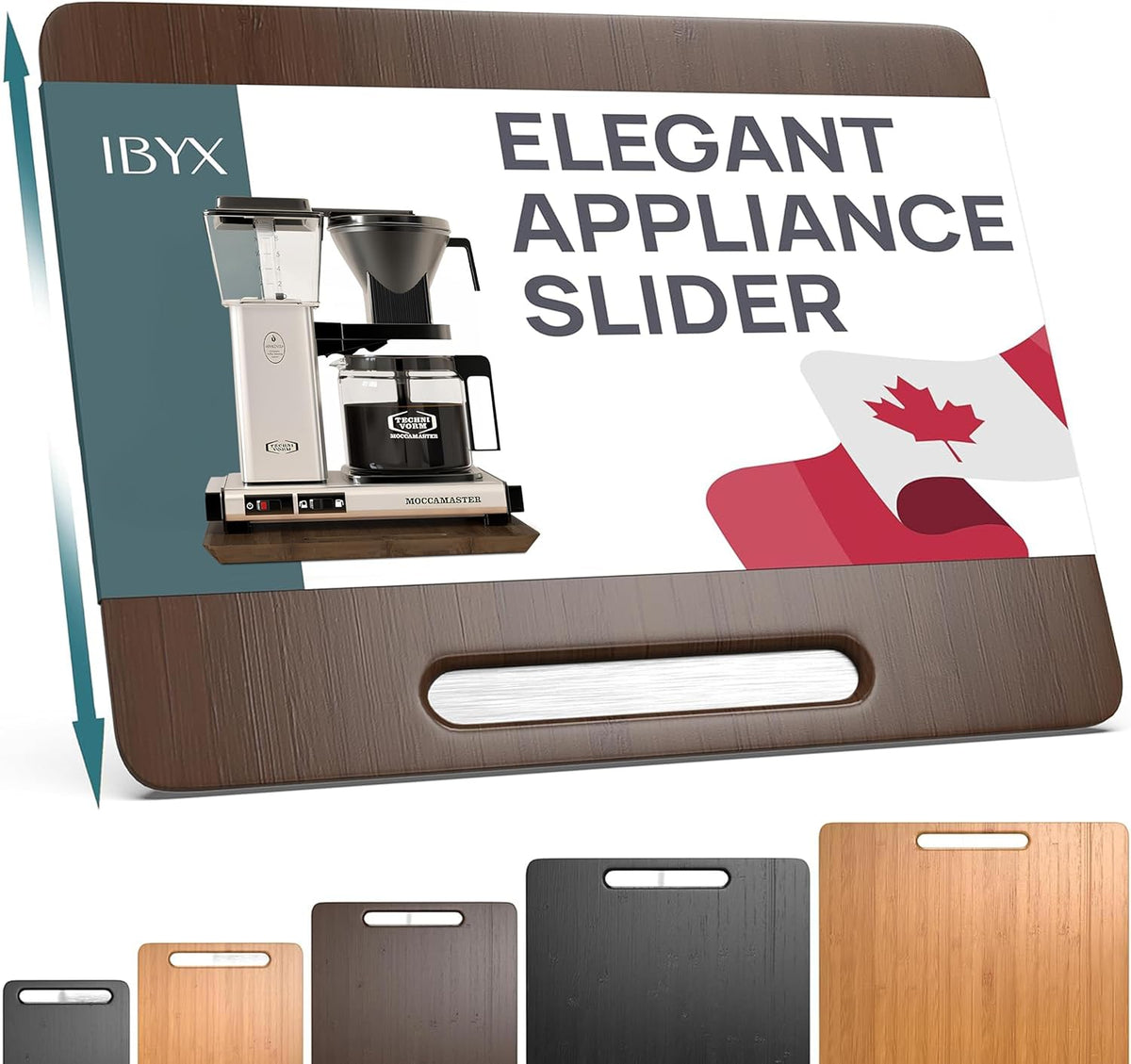 Ibyx Elegant Sliding Tray for Your Coffee Maker & Heavy Kitchen Appliances - Sturdy, Slides Easily from Under The Cabinet (Brown, 13”W x 10.5”D)