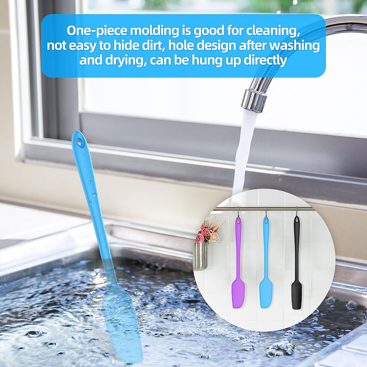 Slim Silicone Spatula Set, 5 Piece Food Grade Rubber Spatulas for Baking, Cooking, and Mixing High Heat Resistant Non Stick Dishwasher Safe BPA-Free (Multicolor)