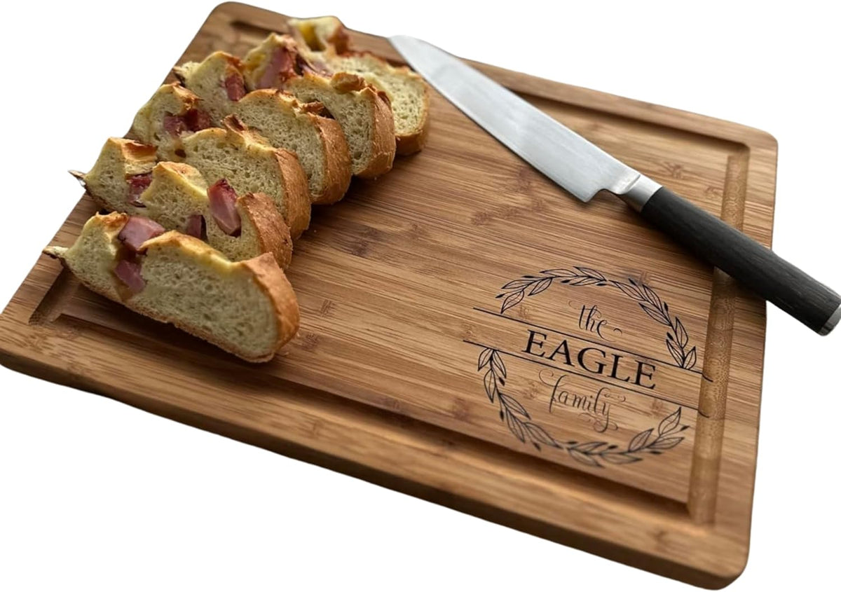 Handmade Personalized Cutting Board - Unique Christmas, Wedding, New Home, and Bridal Shower Gifts - Christmas Gifts - Engraved Charcuterie Boards - Custom Bamboo Board