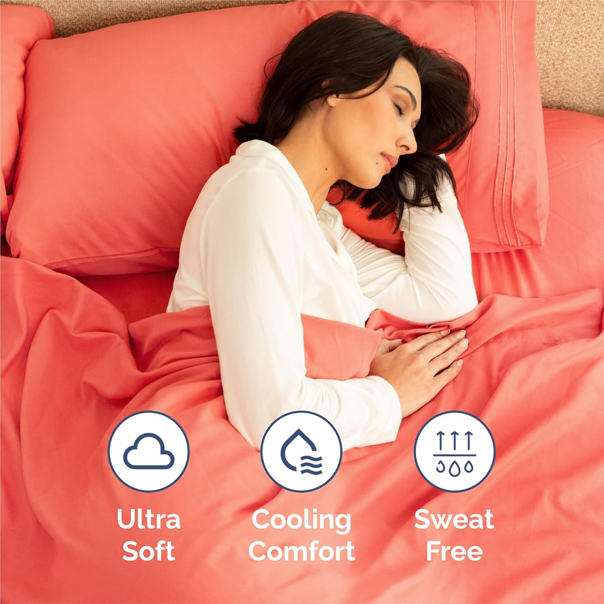 Split King Size 5 Piece Sheet Set - Comfy Breathable & Cooling Bed Sheets Set - Hotel Luxury Bedding for Women, Men, Kids, Teens, Boys & Girls - Deep Pockets, Soft and Wrinkle Free - Oeko-Tex - Coral