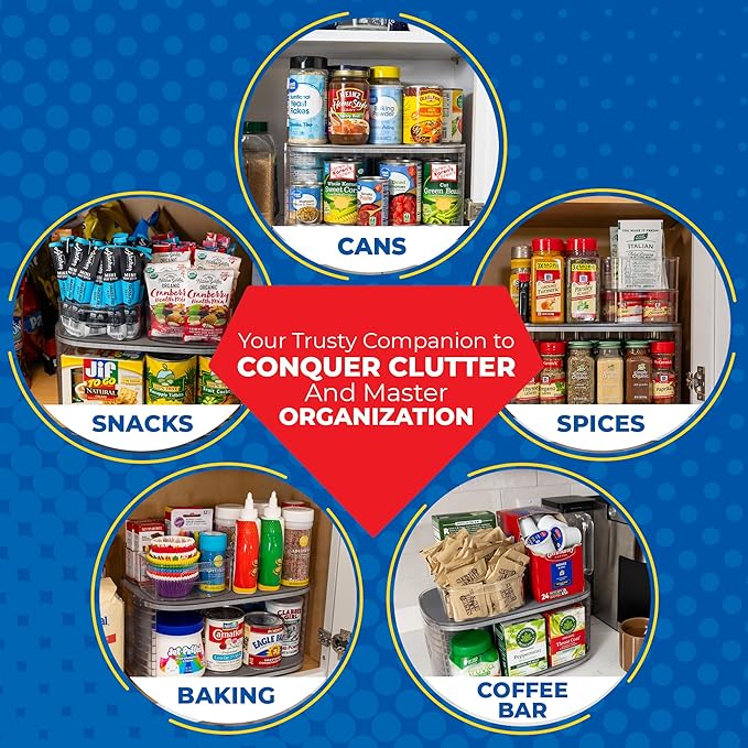 Mighty Susan Kitchen Organizer for Canned Goods: 2-Tiered Robust Turntable Organizer for Cabinet/Pantry. Steel Reinforced Holds Up To 30 lbs. Rotates 360° for Maximum Visibility. Includes 2 Bonus Bins