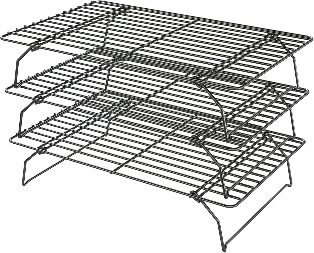 Cooling Racks for Cooking and Baking - 3 Tier Stackable Grid Wire Baking Rack for Oven Cooking, Baking, Grilling, Roasting -Dishwasher Safe Bacon Rack