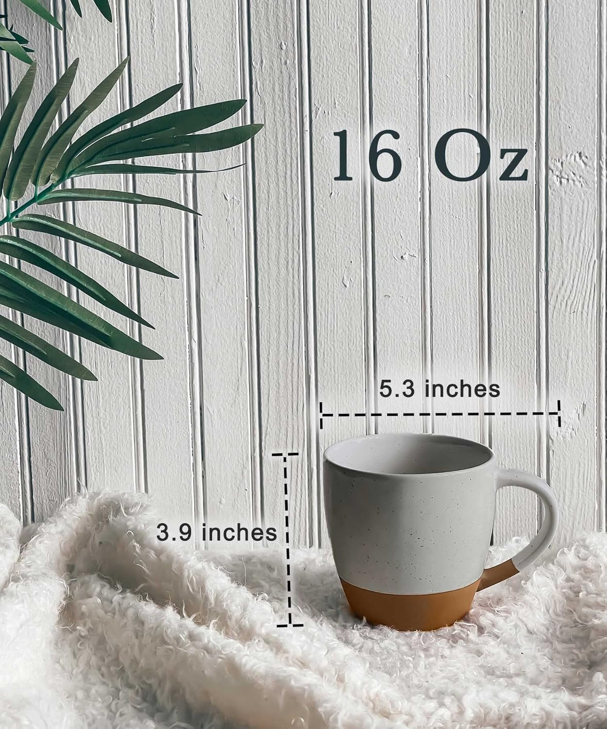 Mora Ceramic Large Latte Mug Set of 4, 16oz - Microwavable, Porcelain Coffee Cups With Big Handle - Modern, Boho, Unique Style For Any Kitchen. Microwave Safe Stoneware - Earl Grey