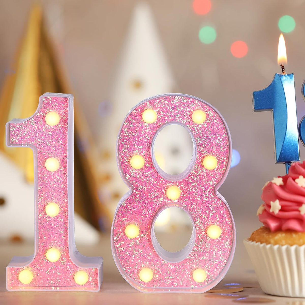 Foaky Pink Light up Letters，Pink Party Decorations,Girls Room Decor,Glitter Marquee Numbers,Alphabet Letter Sign for Night Light Birthday Party Girls Gifts, Home Bar Decoration (3)