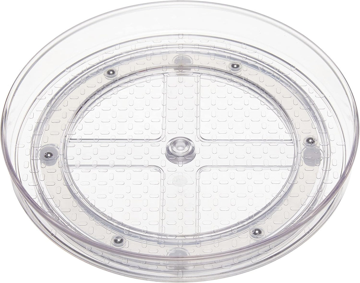 Amazon Basics 2 Tier Lazy Susan Turntable Organizer, 9" Diameter, 2-Pack, Clear