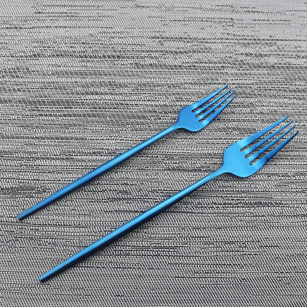JASHII Shiny Blue Silverware Set, 30-Piece Stainless Steel Satin Finish Flatware, Kitchen Utensils, Mirror Polished Tableware Cutlery for Home and Restaurant, Dishwasher Safe